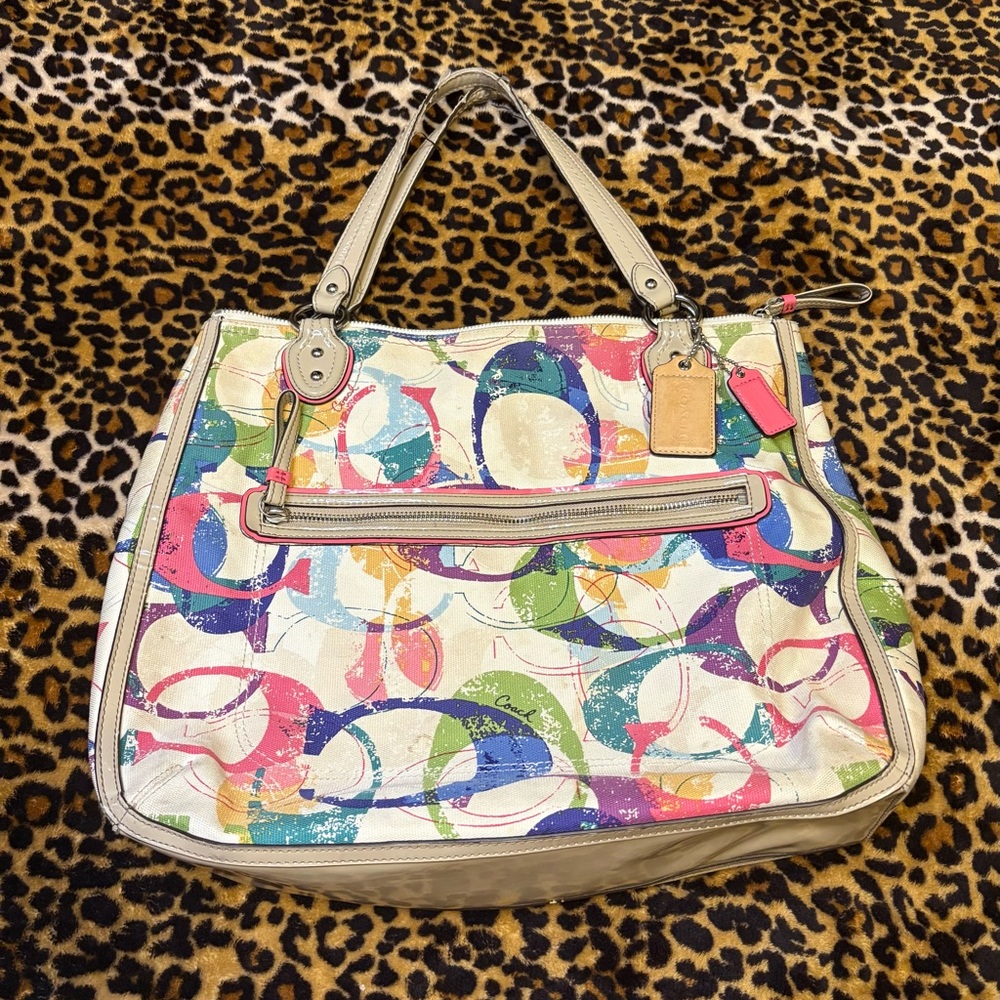 Vintage COACH  31141E Stamped Signature C Hallie East West Tote Bag